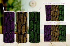 Mardi Gras Tumbler, Glitter Feathers 20oz Skinny Tumbler Product Image 2