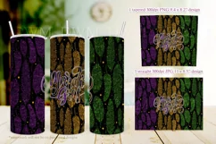 Mardi Gras Tumbler, Glitter Feathers 20oz Skinny Tumbler Product Image 3