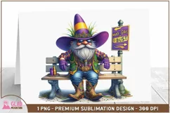 Mardi Gras Gnome png, Mardi Gras or bust festive gnome Product Image 3