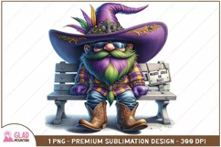 Mardi Gras Gnome png, Mardi Gras or bust festive gnome Product Image 1