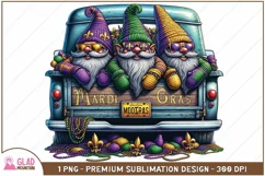 Mardi Gras Gnome truck png, Mardi Gras gnomes sublimation Product Image 1
