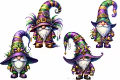 Mardi Gras Gnomes Clipart Watercolor PNG Product Image 2