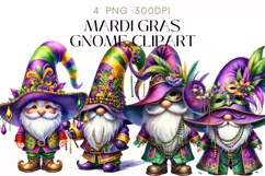 Mardi Gras Gnomes Clipart Watercolor PNG Product Image 1