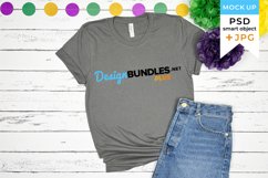 Mardi Gras mockup Bella Canvas | Gray T-shirt mockup Product Image 1