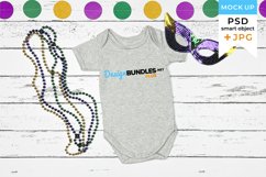 Baby Bodysuit Mockup Mardi Gras | Gray bodysuit mockup Product Image 1