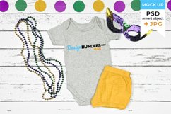 Mardi Gras mockup Gray bodysuit | Baby bodysuit mockup Product Image 1