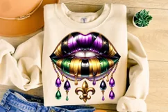 Mardi Gras Lips PNG, Mardi Gras Sublimation PNG, Mardi Gras Product Image 1
