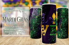 Mardi Gras Tumbler, Mardi Gras Love 20oz Glitter Tumbler Product Image 1