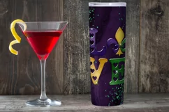 Mardi Gras Tumbler, Mardi Gras Love 20oz Glitter Tumbler Product Image 3