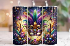 Mardi Gras Mask Tumbler Wrap, Mardi Gras Tumbler PNG Product Image 1
