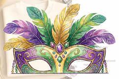 Watercolor mardi gras mask