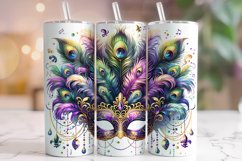 Mardi Gras Mask Tumbler Wrap, Mardi Gras Tumbler PNG Product Image 1