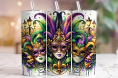 Mardi Gras Masks Tumbler Wrap, Mardi Gras Tumbler PNG Product Image 1