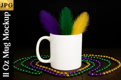 Mardi Gras Mug Mockup JPG | Sublimation Coffee Cup Flat Lay Product Image 2