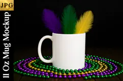 Mardi Gras Mug Mockup JPG | Sublimation Coffee Cup Flat Lay Product Image 2