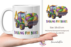 Mardi Gras bulldozer PNG | King Cake Digging Beads Clipart Product Image 3