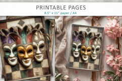 vintage carnival scrapbooking paper, mardi gras pages Product Image 6