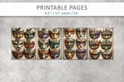 carnival masks junk journal, mardi gras pages Product Image 2