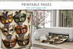 carnival masks junk journal, mardi gras pages Product Image 5