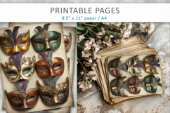 carnival masks junk journal, mardi gras pages Product Image 6