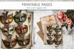 carnival masks junk journal, mardi gras pages Product Image 7