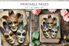 carnival masks grunge papers, mardi gras pages Product Image 1