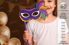 Mardi Gras Photo Booth Prop Lasercut. Mardi Gras Mask SVG Product Image 1