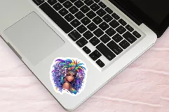 Mardi Gras Printable Stickers Fashion Girl Sticker PNG