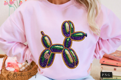 Mardi Gras Rhinestone Balloon Dog PNG | Mardi Gras Png Product Image 11