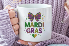 Mardi Gras Ribbon and Hearts Crochet PNG Product Image 3
