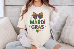 Mardi Gras Ribbon and Hearts Crochet PNG Product Image 4
