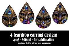 Mardi Gras Teardrop Earrings, Carnival Earring Designs, s10 Product Image 2