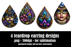 Mardi Gras Teardrop Earrings, Carnival Earring Designs, s11 Product Image 2