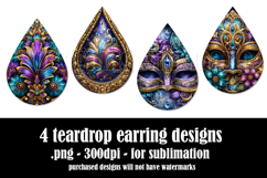 Mardi Gras Teardrop Earrings, Carnival Earring Designs, s12 Product Image 2