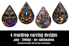 Mardi Gras Teardrop Earrings, Carnival Earring Designs, s14 Product Image 2
