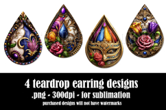 Mardi Gras Teardrop Earrings, Carnival Earring Designs, s17 Product Image 2