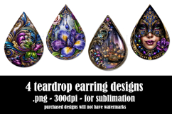 Mardi Gras Teardrop Earrings, Carnival Earring Designs, s19 Product Image 2