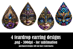 Mardi Gras Teardrop Earrings, Carnival Earring Designs, s21 Product Image 2