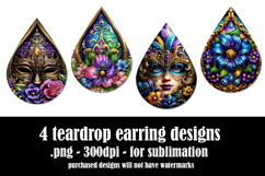 Mardi Gras Teardrop Earrings, Carnival Earring Designs, s22 Product Image 2