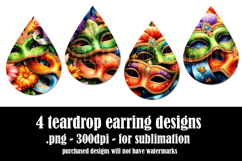 Mardi Gras Teardrop Earrings, Carnival Earring Designs, s26 Product Image 2