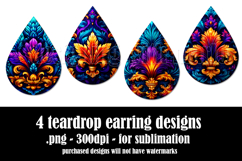 Mardi Gras Teardrop Earrings, Carnival Earring Designs, s28 Product Image 2