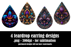 Mardi Gras Teardrop Earrings, Carnival Earring Designs, s29 Product Image 2