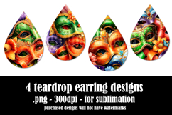 Mardi Gras Teardrop Earrings, Carnival Earring Designs, s30 Product Image 2