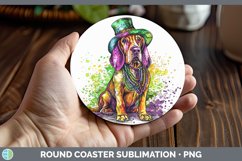 GorgeousMardi Gras Splash Dogs Round Coaster design.