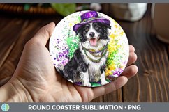 GorgeousMardi Gras Splash Dogs Round Coaster design.