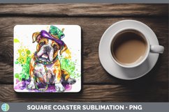 GorgeousMardi Gras Splash Dogs Square Coaster design.