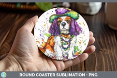 GorgeousMardi Gras Splash Dogs Round Coaster design.