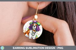 GorgeousMardi Gras Splash Dogs Round Earrings design.