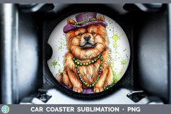 GorgeousMardi Gras Splash Dogs Car Coaster design.