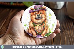 GorgeousMardi Gras Splash Dogs Round Coaster design.